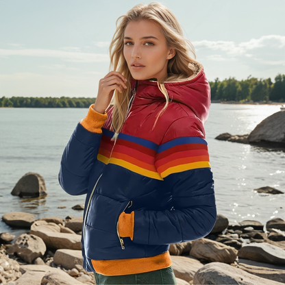 Retro Striped Puffer Jacket | Women's Outerwear 3
