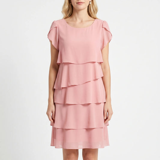 Ruffella - Tiered Ruffle Short Sleeve Dress