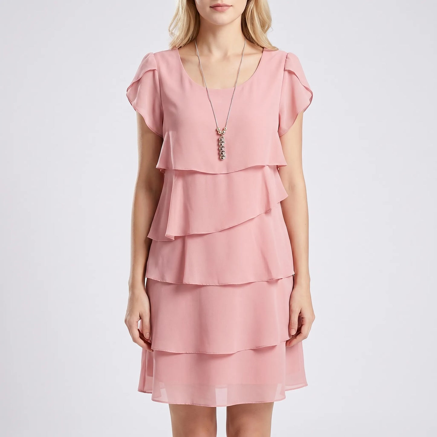 Ruffella - Tiered Ruffle Short Sleeve Dress