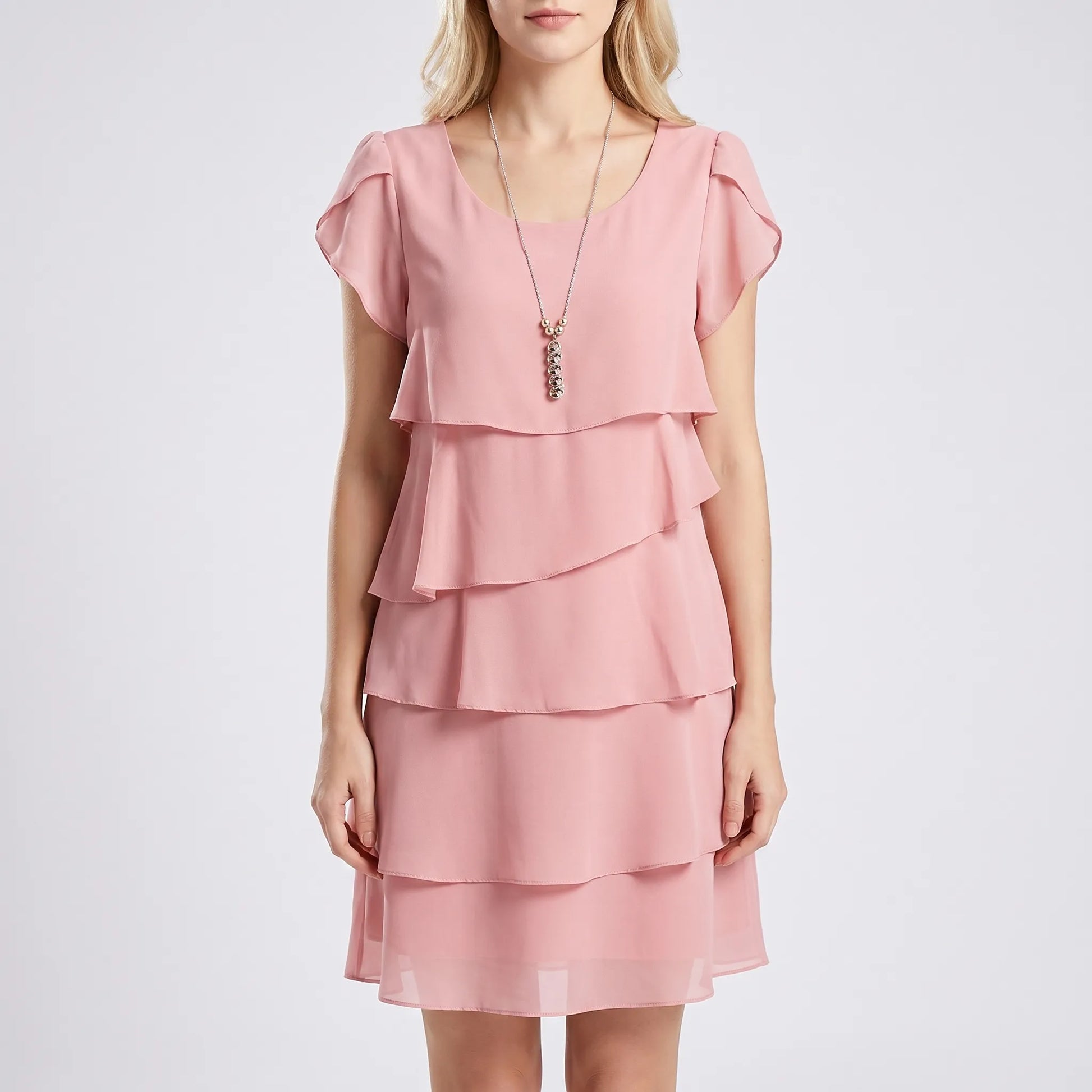 Ruffella - Tiered Ruffle Short Sleeve Dress