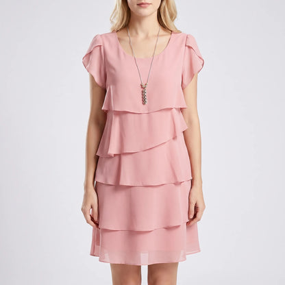 Ruffella - Tiered Ruffle Short Sleeve Dress