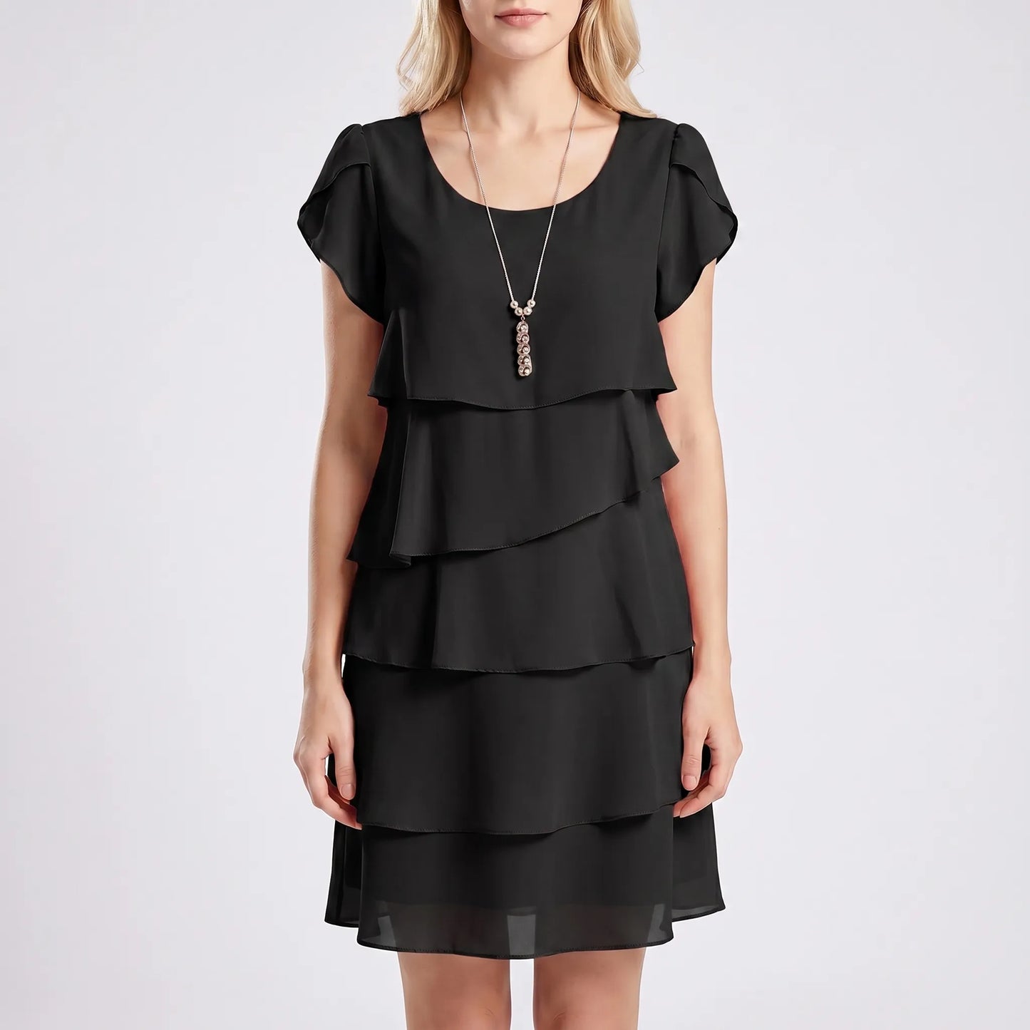 Ruffella - Tiered Ruffle Short Sleeve Dress