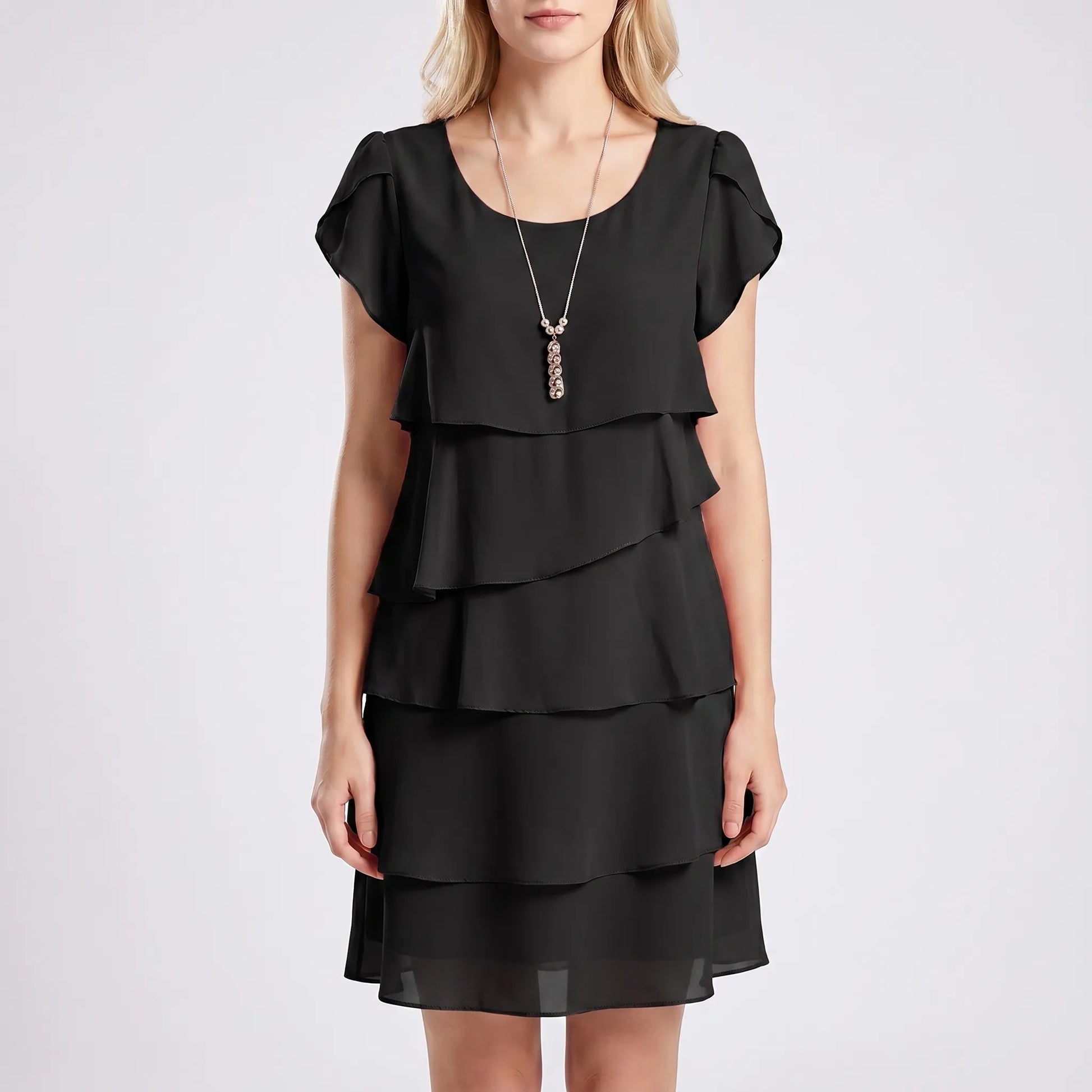Ruffella - Tiered Ruffle Short Sleeve Dress
