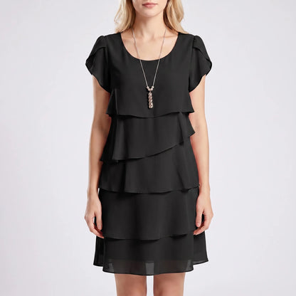 Ruffella - Tiered Ruffle Short Sleeve Dress