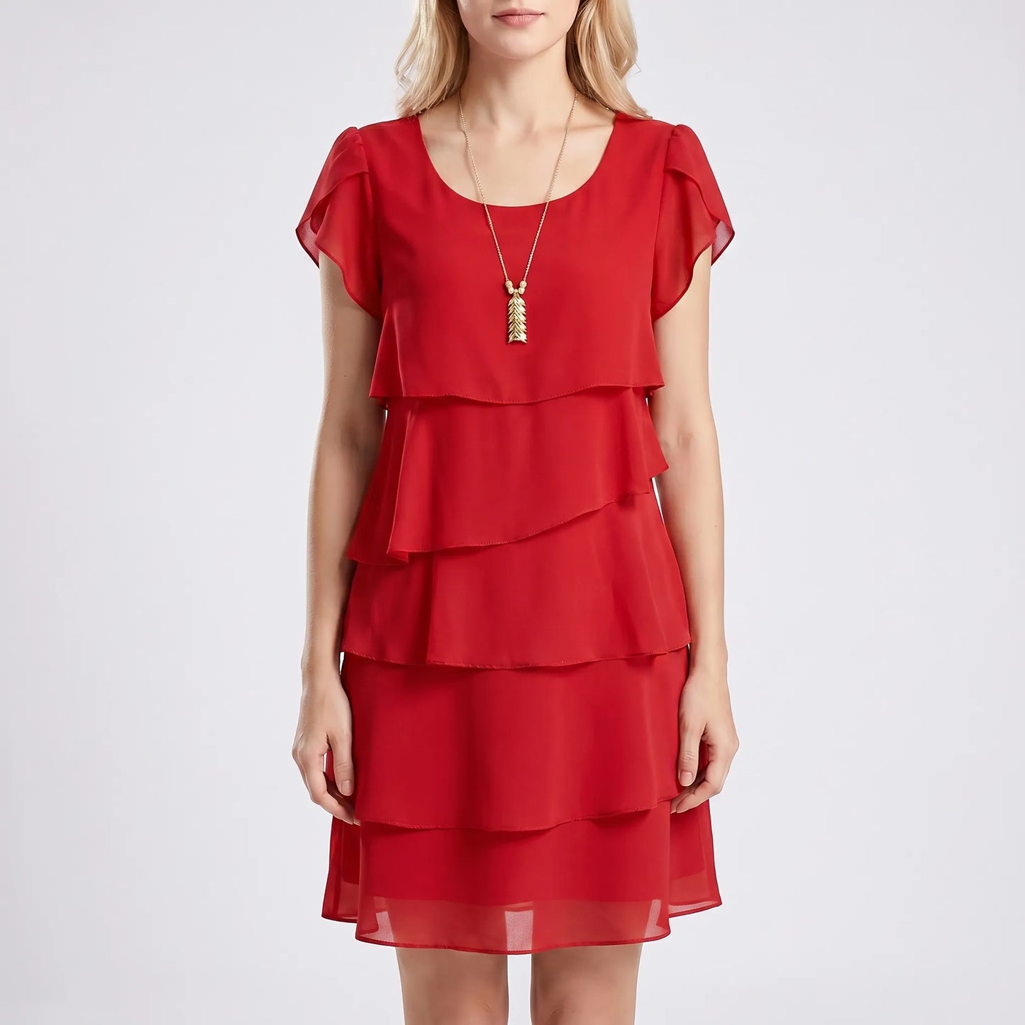 Ruffella - Tiered Ruffle Short Sleeve Dress