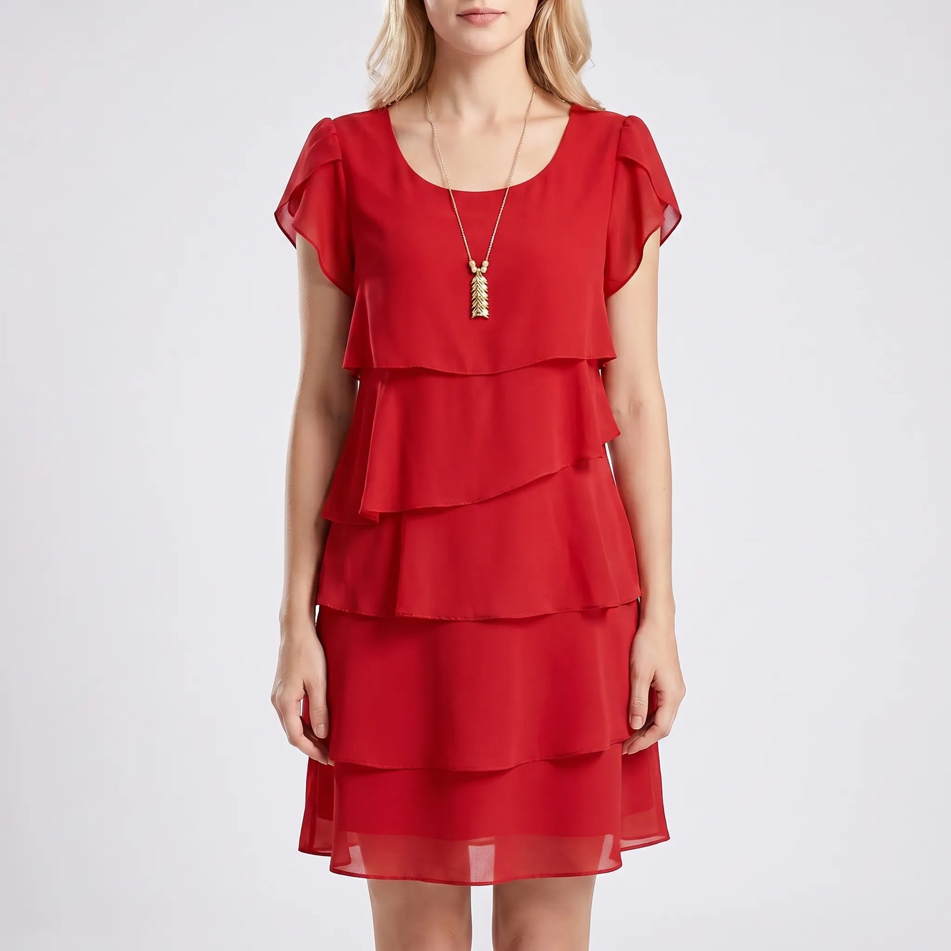 Ruffella - Tiered Ruffle Short Sleeve Dress