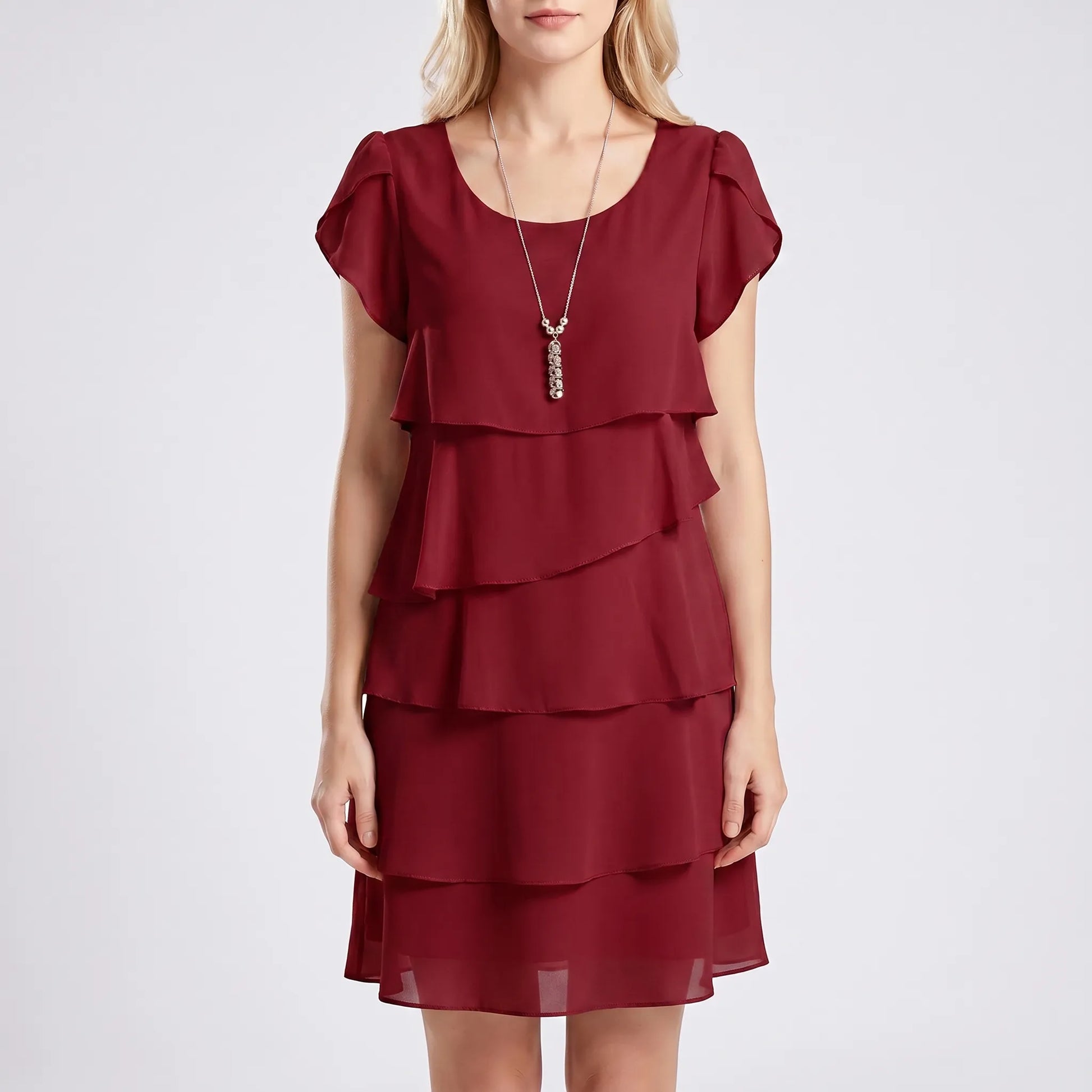 Ruffella - Tiered Ruffle Short Sleeve Dress
