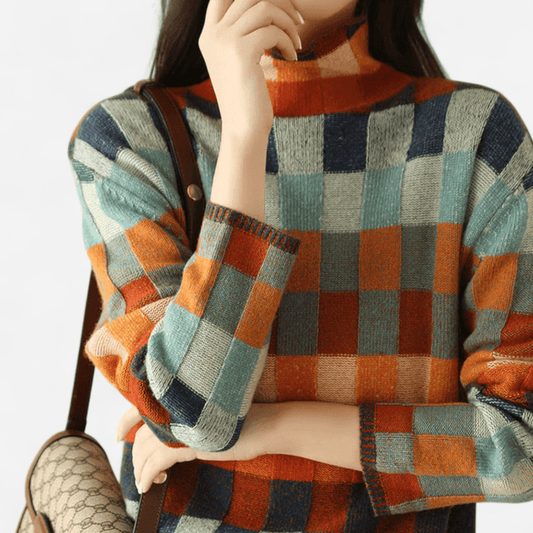 Sanne | Elegant Cashmere Patchwork Turtleneck Sweater 0