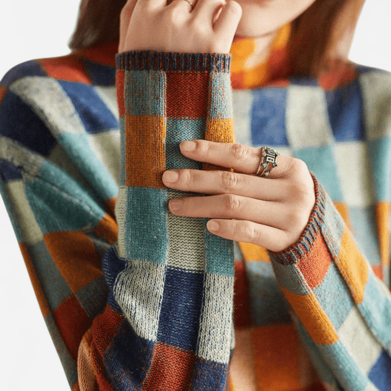 Sanne | Elegant Cashmere Patchwork Turtleneck Sweater 1