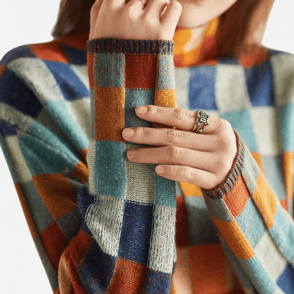 Sanne | Elegant Cashmere Patchwork Turtleneck Sweater 1