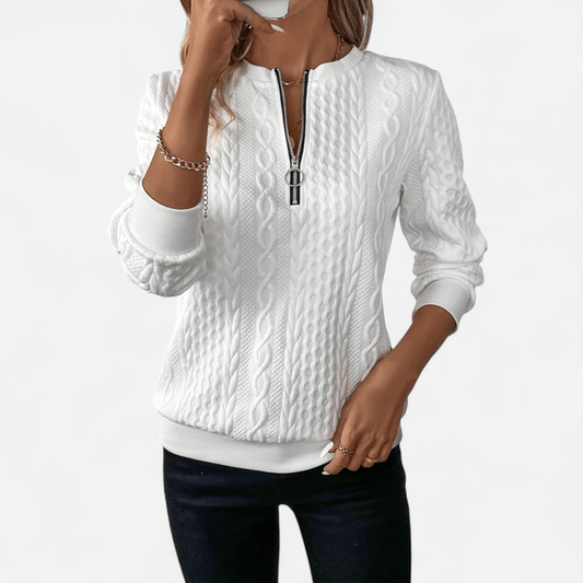 Sara | Elegant Knitted Jumper with Zipper 0