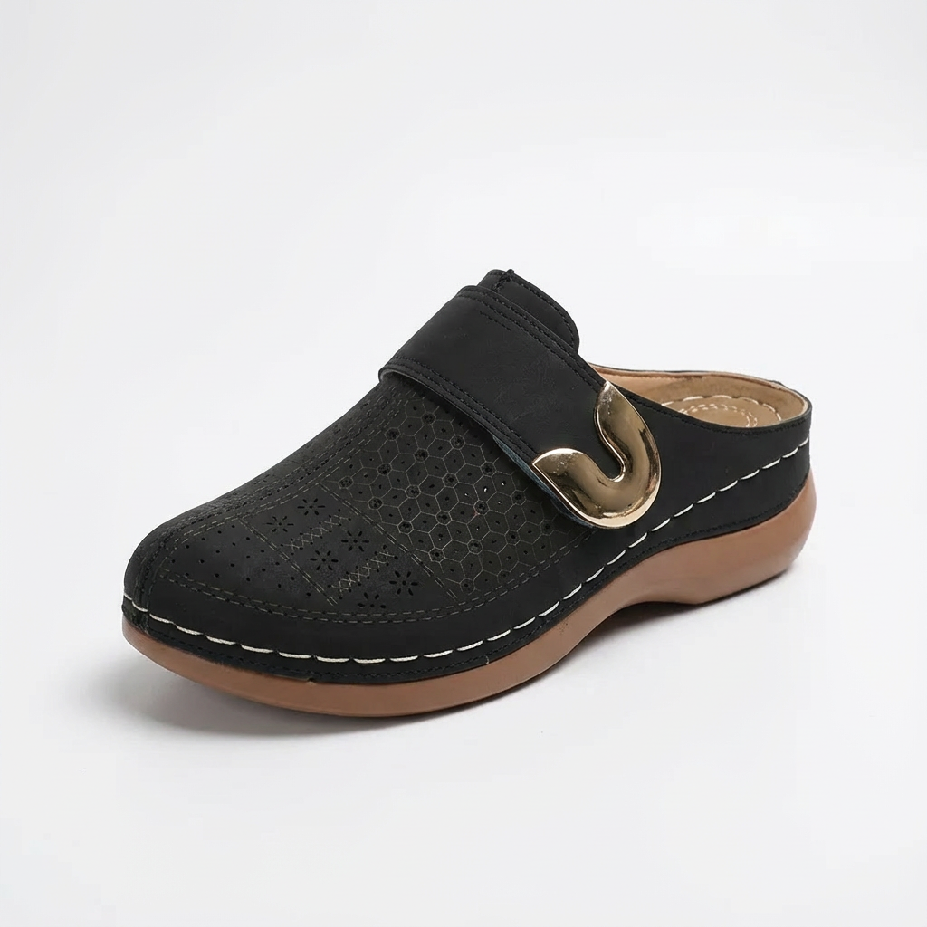 Sofia | Women's Clogs with Perforated Design and Buckle Strap | Casual