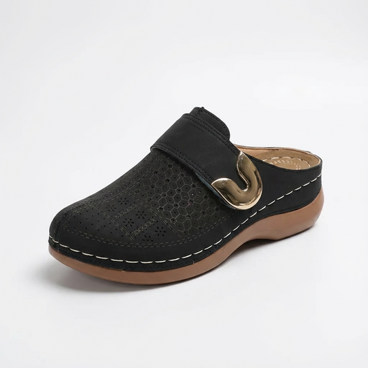 Sofia | Women's Clogs with Perforated Design and Buckle Strap | Casual