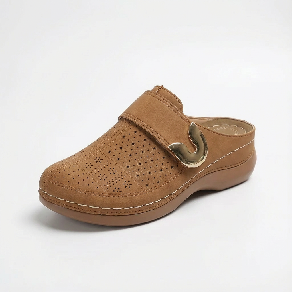 Sofia | Women's Clogs with Perforated Design and Buckle Strap | Casual