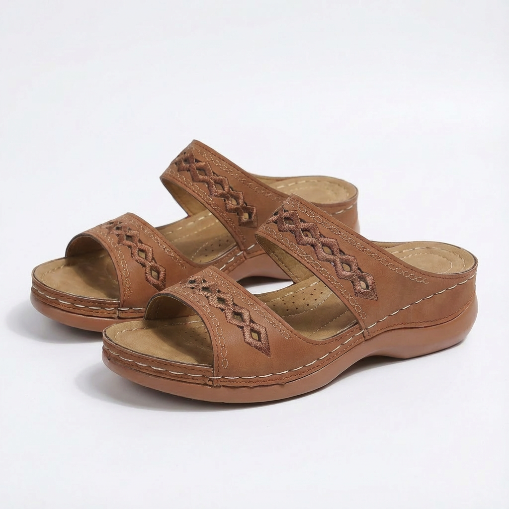 Sofia | Women's Flat Sandals with Ankle Strap and Braided Detail | Boho
