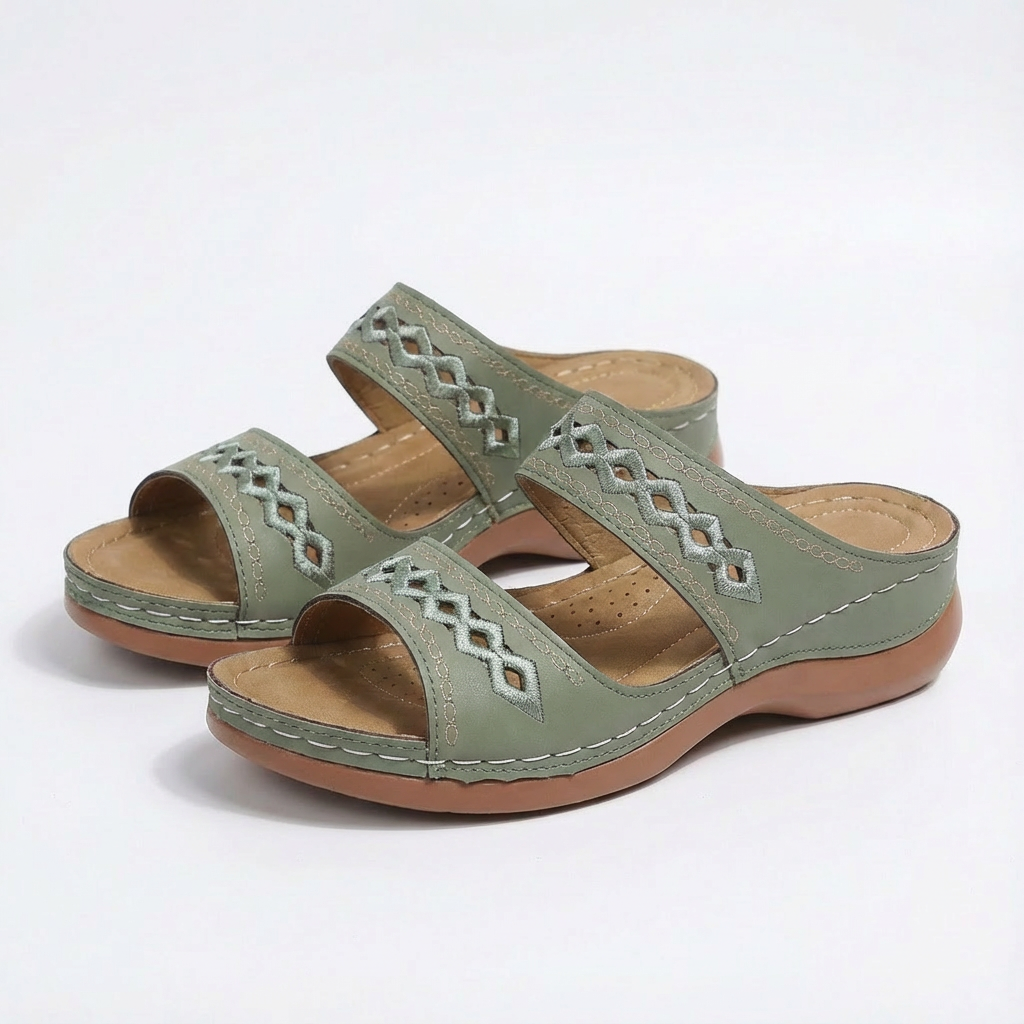 Sofia | Women's Flat Sandals with Ankle Strap and Braided Detail | Boho