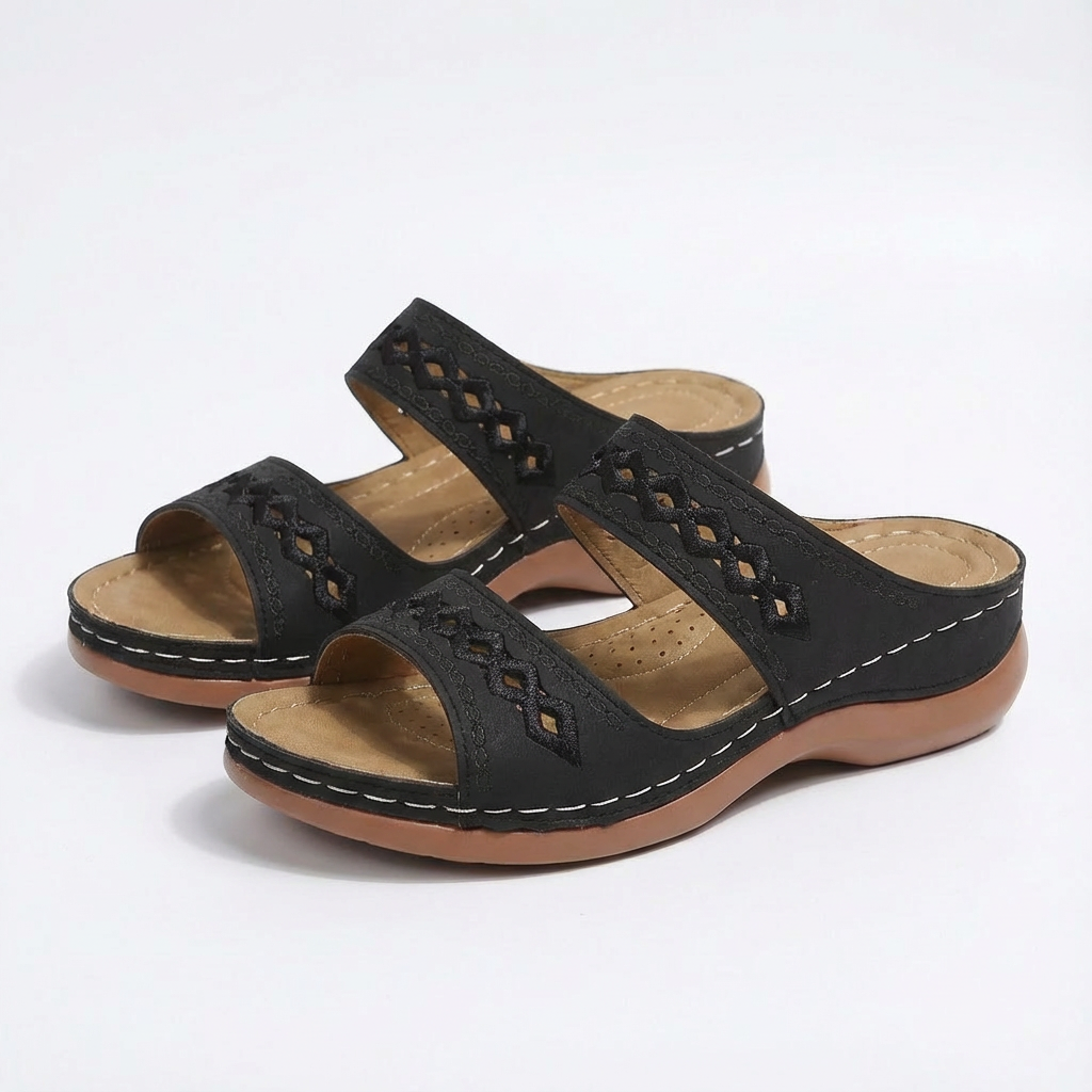 Sofia | Women's Flat Sandals with Ankle Strap and Braided Detail | Boho