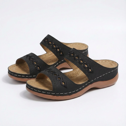 Sofia | Women's Flat Sandals with Ankle Strap and Braided Detail | Boho