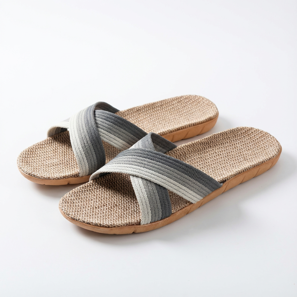Sofia | Women's House Slippers with Crisscross Straps and Linen Insole | Natural