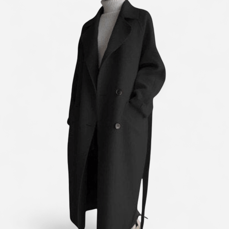 Sophia | Long Black Wool Coat for Women 1