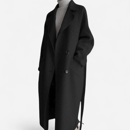 Sophia | Long Black Wool Coat for Women 1