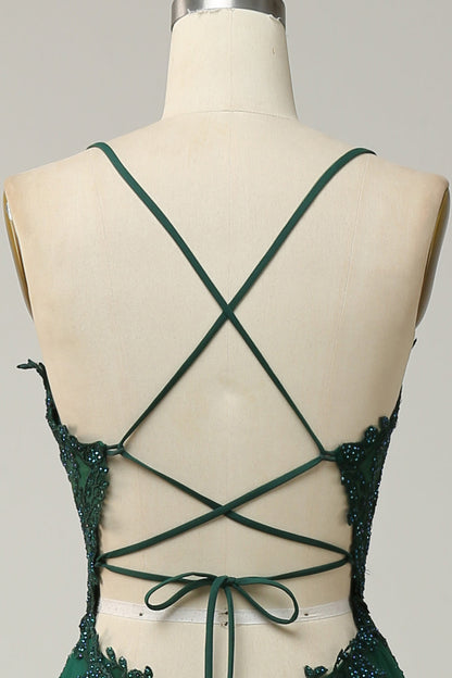 Stylish A-line ball gown with spaghetti straps and lacing - Julia