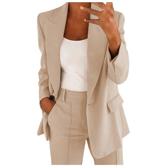 TALIA - Women's Solid Color Blazer and Trouser Set
