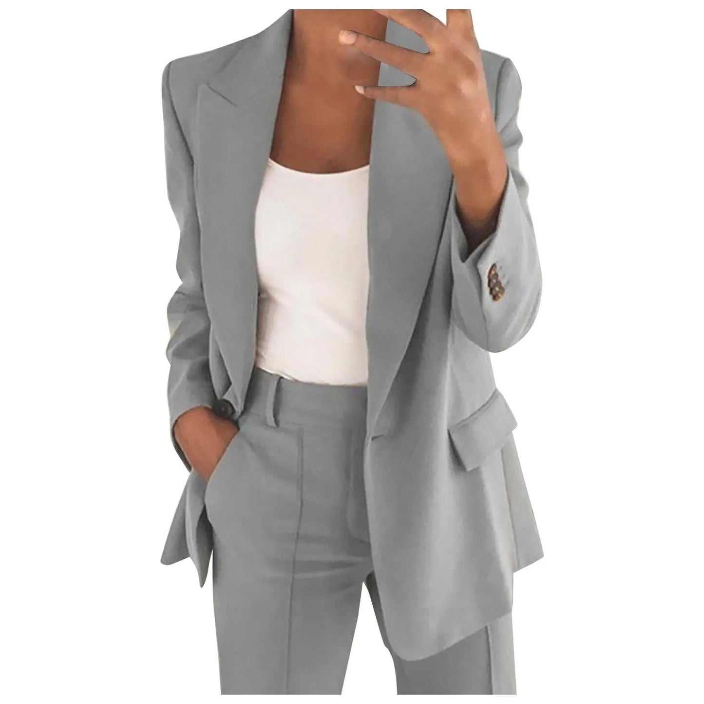 TALIA - Women's Solid Color Blazer and Trouser Set