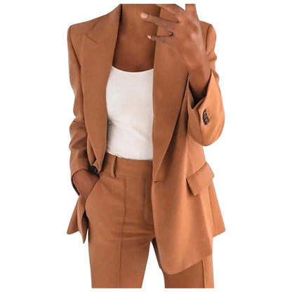 TALIA - Women's Solid Color Blazer and Trouser Set