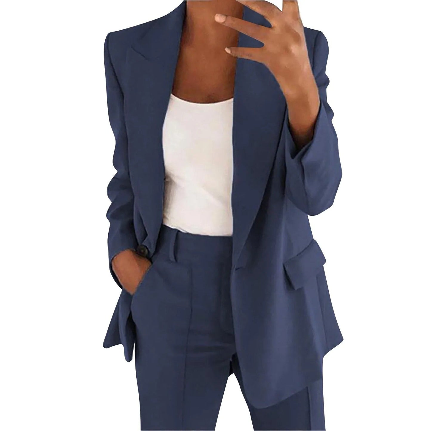 TALIA - Women's Solid Color Blazer and Trouser Set