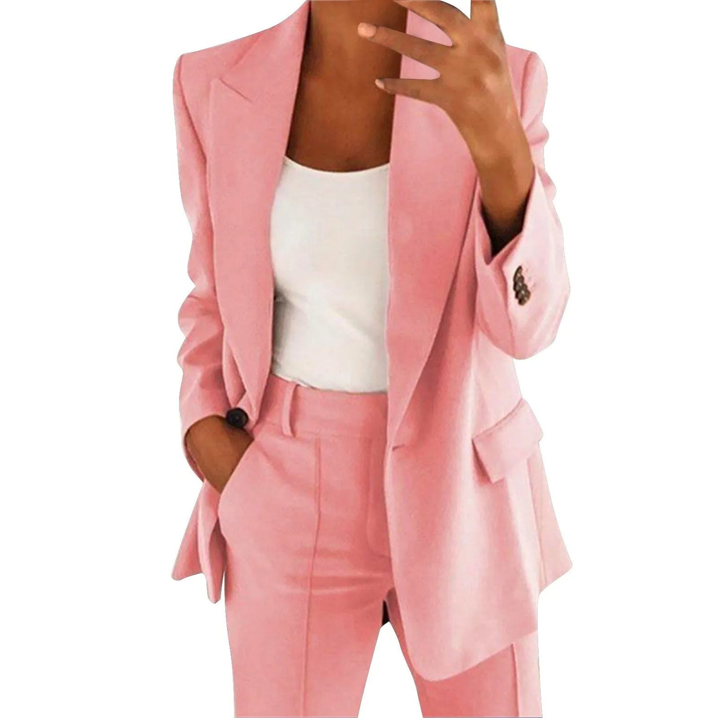 TALIA - Women's Solid Color Blazer and Trouser Set