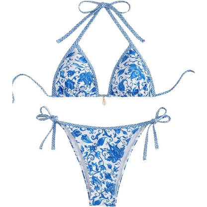 Tidalyn™ - Triangle Halter Tie Bikini Set