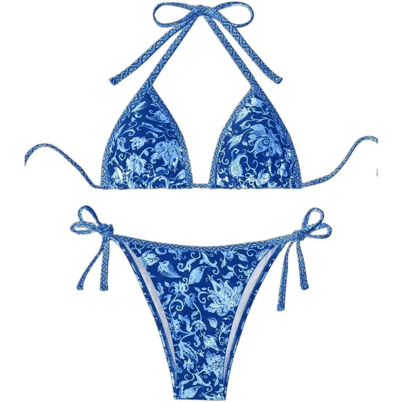 Tidalyn™ - Triangle Halter Tie Bikini Set