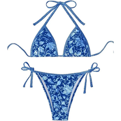 Tidalyn™ - Triangle Halter Tie Bikini Set