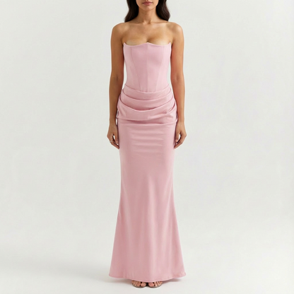Valeria | Women's Maxi Dress with Strapless Neckline and Draping | Elegant