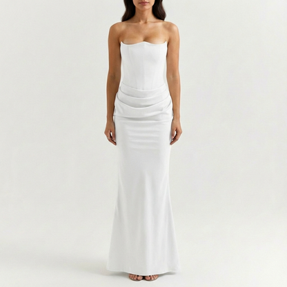 Valeria | Women's Maxi Dress with Strapless Neckline and Draping | Elegant
