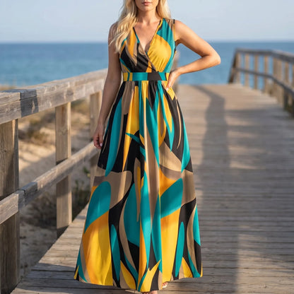 Velatrix - Sleeveless V-Neck Maxi Dress