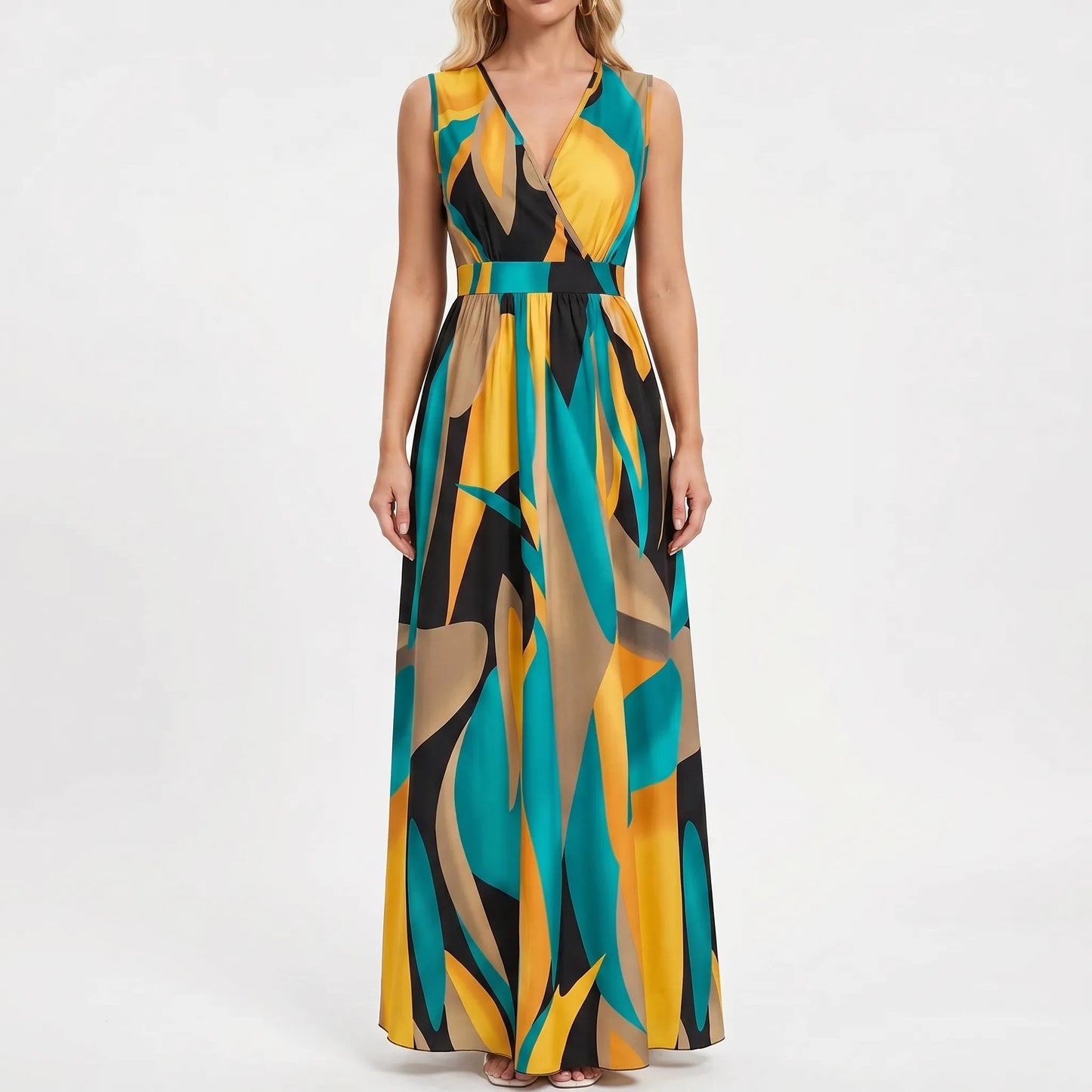 Velatrix - Sleeveless V-Neck Maxi Dress