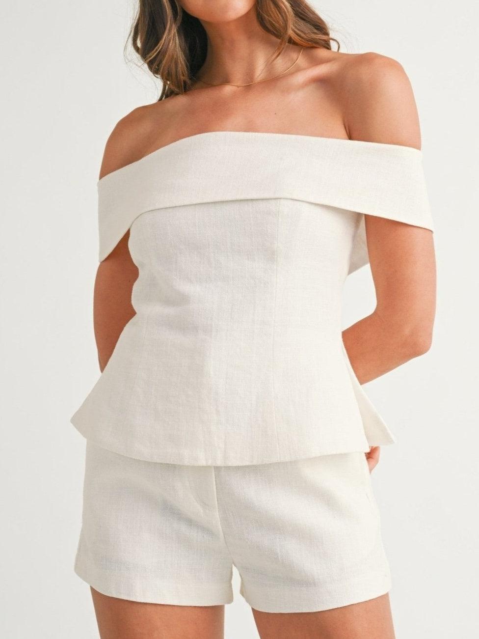 White Cotton Linen Two-Piece Suit | Women's Suit Set 2