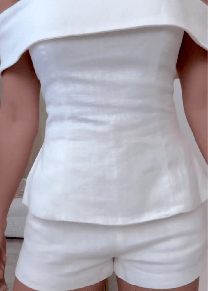 White Cotton Linen Two-Piece Suit | Women's Suit Set 5