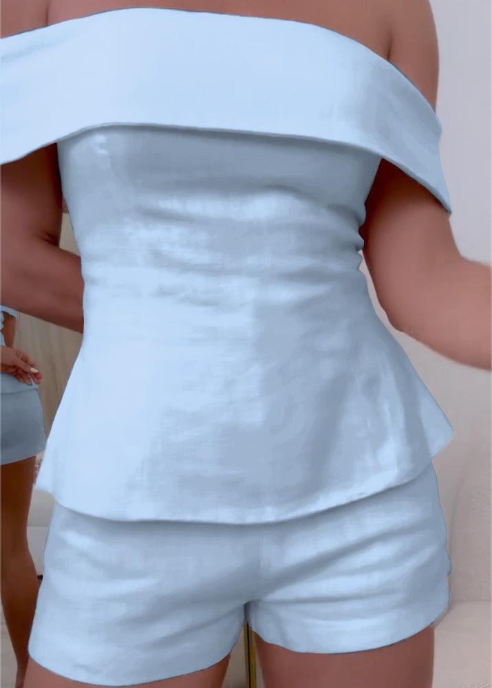 White Cotton Linen Two-Piece Suit | Women's Suit Set 9