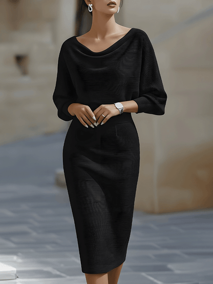 Elegant White Batwing Midi Dress | Women's Fashion Dress