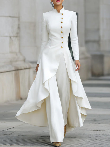 White Suit Womens | Women's Tailored Pant Suit Set 0