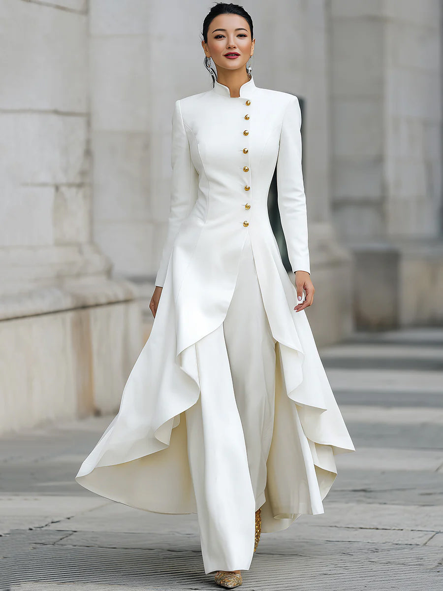 White Suit Womens | Women's Tailored Pant Suit Set 1