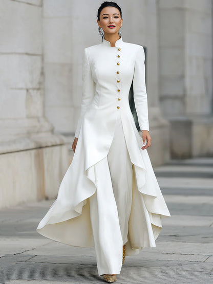 White Suit Womens | Women's Tailored Pant Suit Set 1