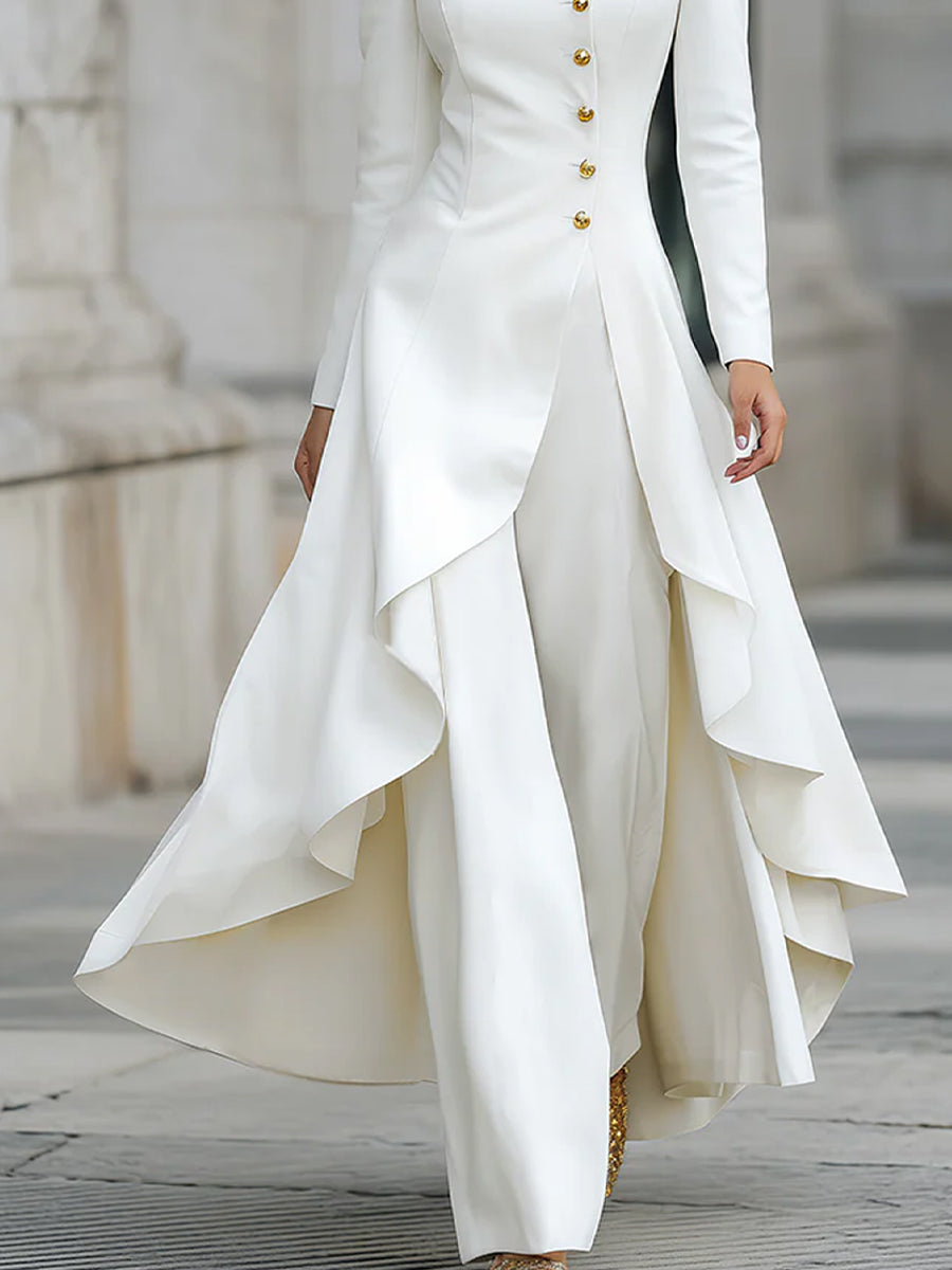 White Suit Womens | Women's Tailored Pant Suit Set 3