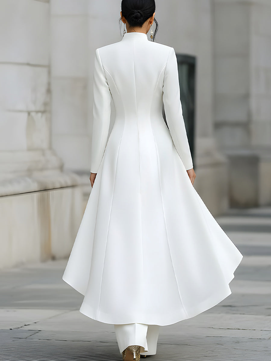 White Suit Womens | Women's Tailored Pant Suit Set 4