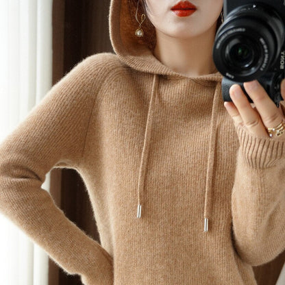 Women's Casual Knit Hoodie with Drawstring | Long Sleeve Sweatshirt 2