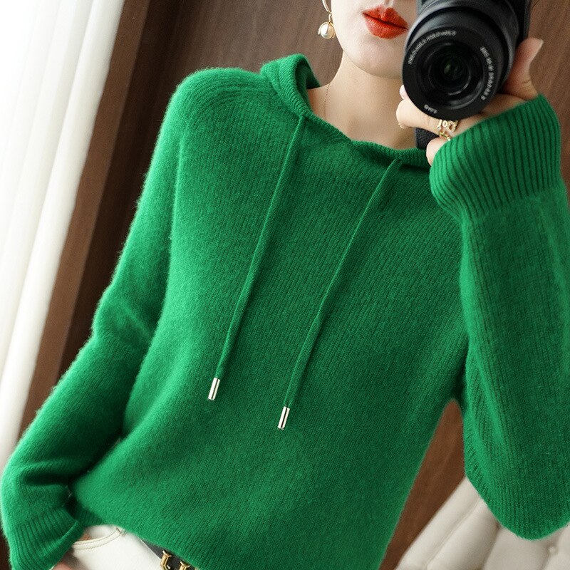Women's Casual Knit Hoodie with Drawstring | Long Sleeve Sweatshirt 4
