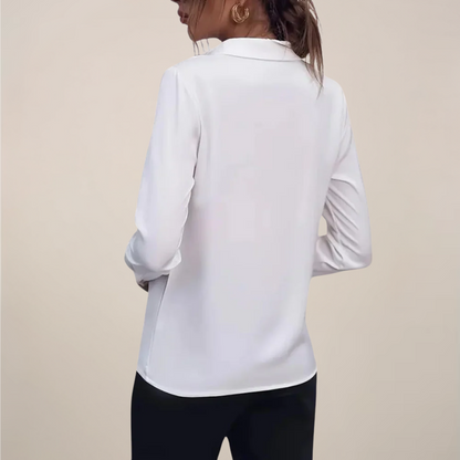Elegant Women's Blouse | Long Sleeve Tops with Button-Accented Collar | Versatile Style for Office and Evening Wear 2